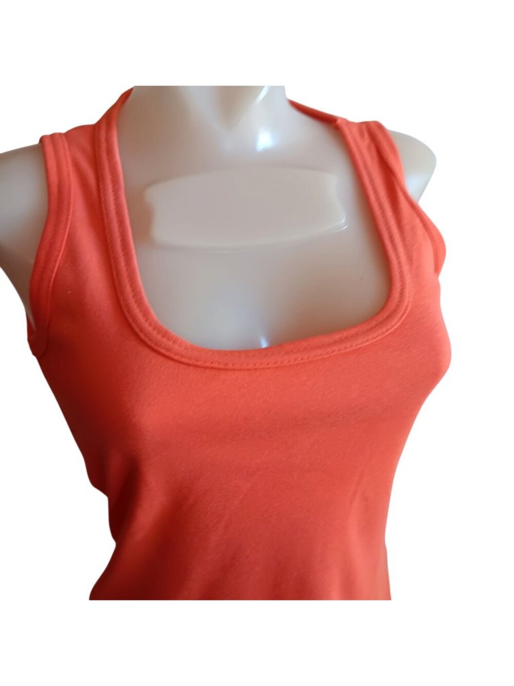 Small Single Stitch Orange Vintage Tank Top 1960's Women's Sleeveless Scoop Neck